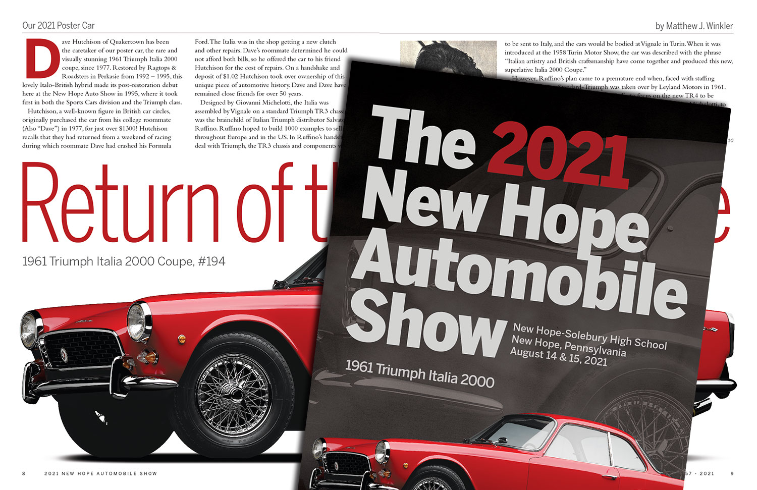 Inside spread and cover of 2021 New Hope Automobile Show program book